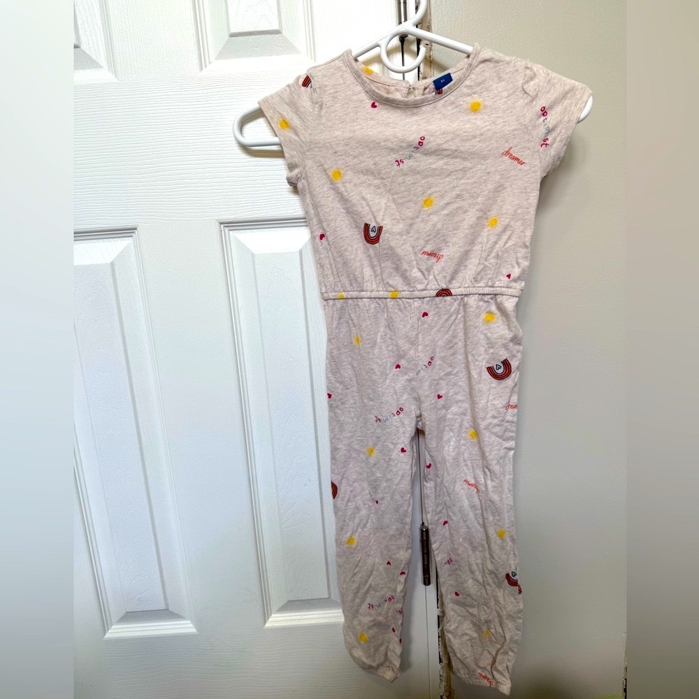 Girls' Cream Jumpsuit with Fun Print Old Navy Size 5T